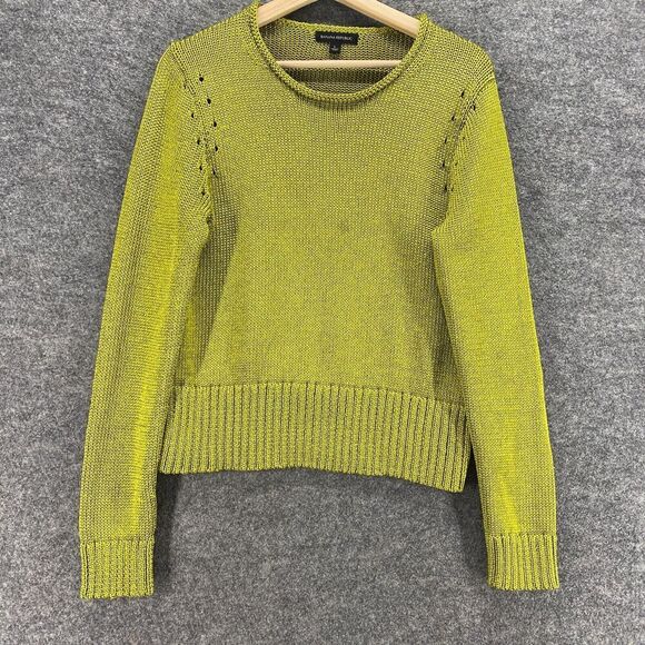 Banana Republic Sweaters - Banana Republic Sweater Pullover Women L Large Green Knit Long Sleeve Crew Neck